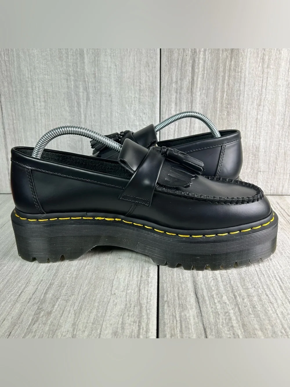 NEW Dr. Martens Docs Adrian Quad Black Leather Tassel Platform Loafer Men Size 9 - Picture 4 of 11